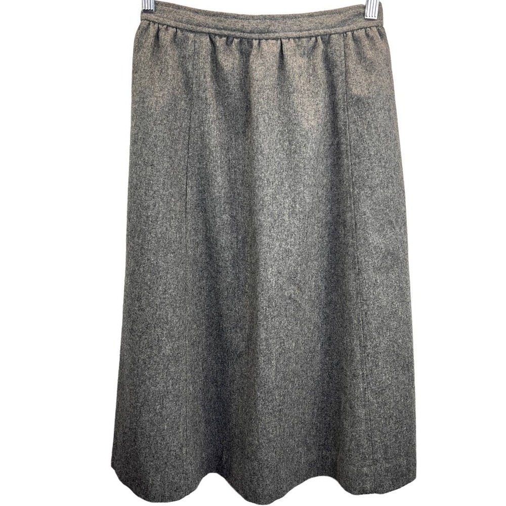 Vintage Evan-Picone Wool Blend A-Line Midi Skirt ILGWU Made USA Gray Womens 8